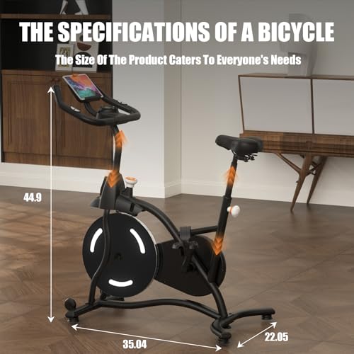 Image of HOELLL Exercise Bike Stationary Bikes for Home Compact Indoor Cycling Bike | with Tablet Mount, with Exclusive Heart Rate Sensor and APP Sync, with Continuously Variable Resistance, Black&White&Red