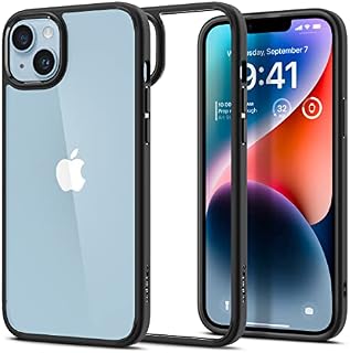 Spigen Ultra Hybrid for iPhone 14 Case, [Military Grade Shockproof] [Anti Yellowing] Phone Cover - Matte Black