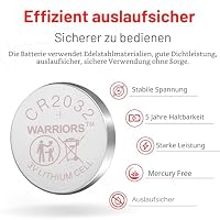 Warriors 20X CR2032 Batterie Knopfzellen, 3V 240mAh Lithium Batterie – Ansicht 2