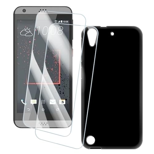 OAGELIM 2er Pack Bildschirm Schutzfolie + Hülle Kompatibel mit HTC Desire 530 (5 Zoll) Künstlerisch Bedruckte Hülle & Gehärtetes Glas Kratzfest (Schwarz)