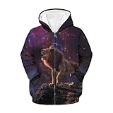 Xoenoiee Lion Galaxy Girls Boys Zip-Up Hoodies Kids Fall Winter Warm Sweatshirt Jacket with Pocket Youth Long Sleeve Shirt Top Teen Clothes Outfits, 11-13 Years