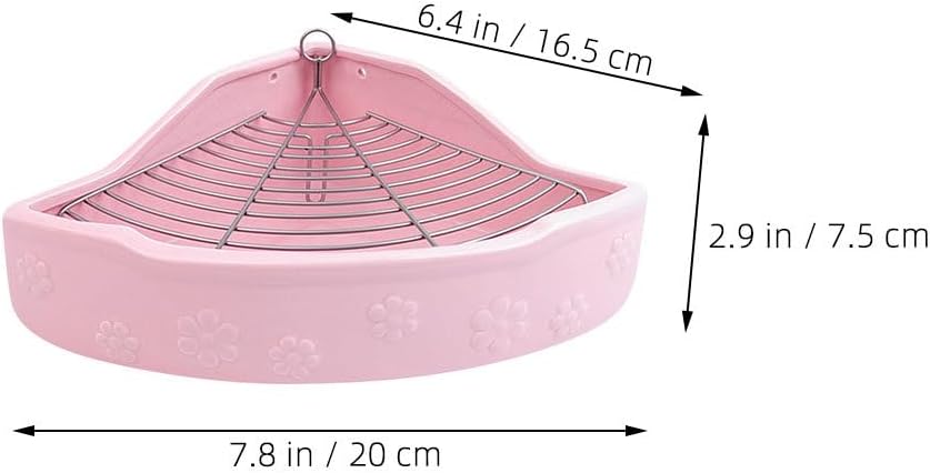 Mikikit Colorful Bite Triangular PET Toilet Basin Easy Clean Ceramic Rabbit and Guinea Pig Toilet for Small Animals