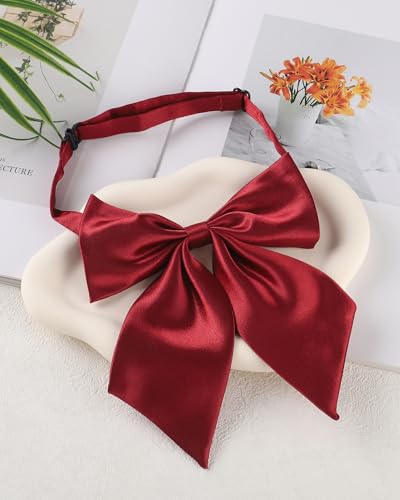 Image of AWAYTR Ladies Adjustable Pre tied Bowtie - Solid Color Bow Ties for Women