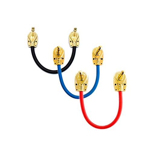 Guitar Patch Lead Right Angled Jack Instrument Cable (0.15m, 3 Pack)