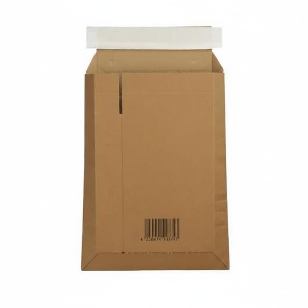 Versandtaschen Karton A5 187x272mm mit Haftklebung, 100 Stück, Wellpappe braun, variable Füllhöhe 0-50mm