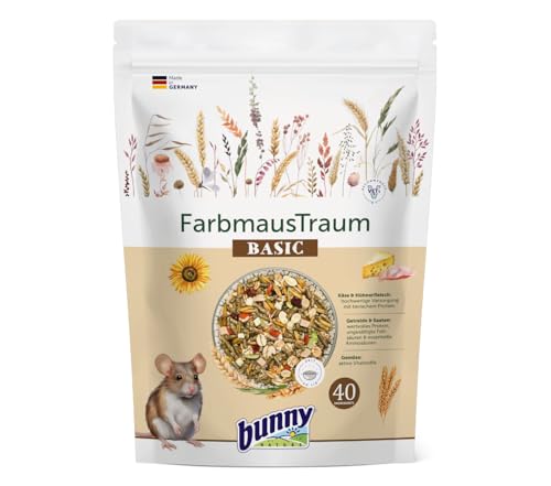 Bunny FarbmausTraum Basic | 500 g | Alleinfuttermittel für Farbmäuse | Ohne Zucker, Zusatzstoffe, Geschmacksverstärker oder Farbstoffe | Mit Käse & Hühnerfleisch