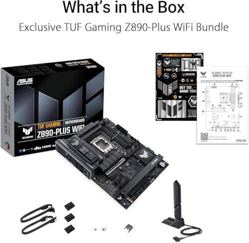 ASUS TUF Gaming Z890-PLUS WiFi – Carte mère Gaming Intel ATX (DDR5, 16+1+2+1 80A DrMOS, PCIe 5.0, USB4, USB 20Gbps Frontal, 4 x M.2, Wi-FI 7, Intel 2.5 GB, Aura Sync RGB)