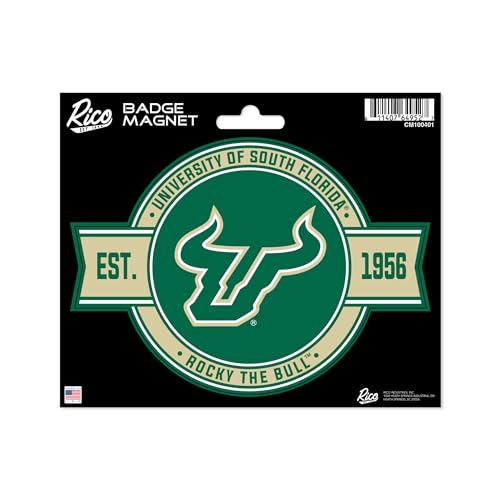 Rico Industries NCAA South Florida Bulls - USF Standard Badge Magnet - for Car, Fridge