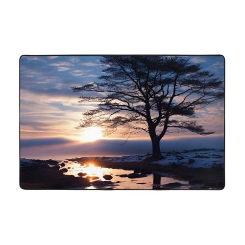Tapis vintage salon silhouette branche crépuscule décor - 2