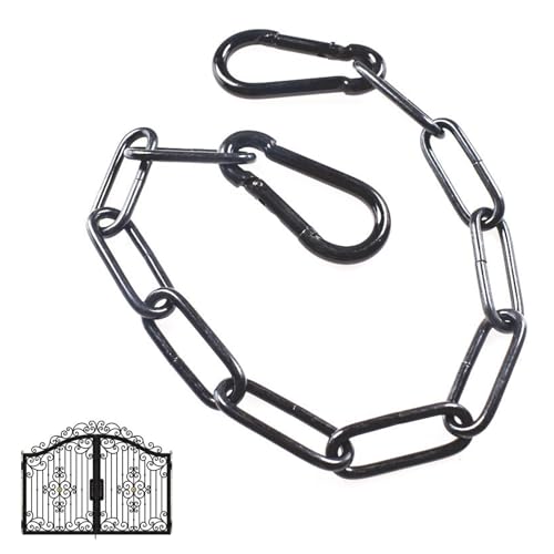 Image of Black Chain,Security Chain,GateChain,60cm/23.6 inch Chains Lock,Heavy Duty Stainless SteelChain with 2 Detachable Carabiners,Black Metal GateChain for Outdoor Fence, Cage, Gate Security Lock