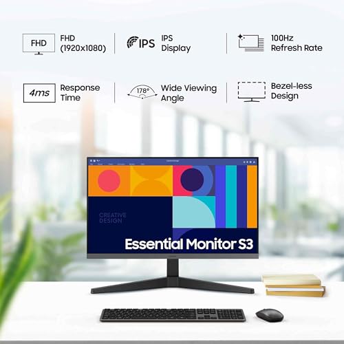 Image of Samsung 27-inch (68.59cm) FHD, IPS, 100 Hz, 1920 x 1080 Flat Monitor, Bezel Less Design, AMD FreeSync, Flicker Free, HDMI, Display Port (LS27C330GAWXXL, Black)