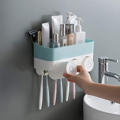 Wall Mounted Family Tooth Brush Holder Set Plastic Bathroom Toothbrush Storage Rack Toothpaste Dispenser