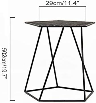 HAOXIANG Pentagon Side Table Made of Metal, Black & White Coffee Table, Decorative Table in Vintage Style for Bedroom, Balcony, Outdoor Area, Up To 30 Kg Load Capacity,Black