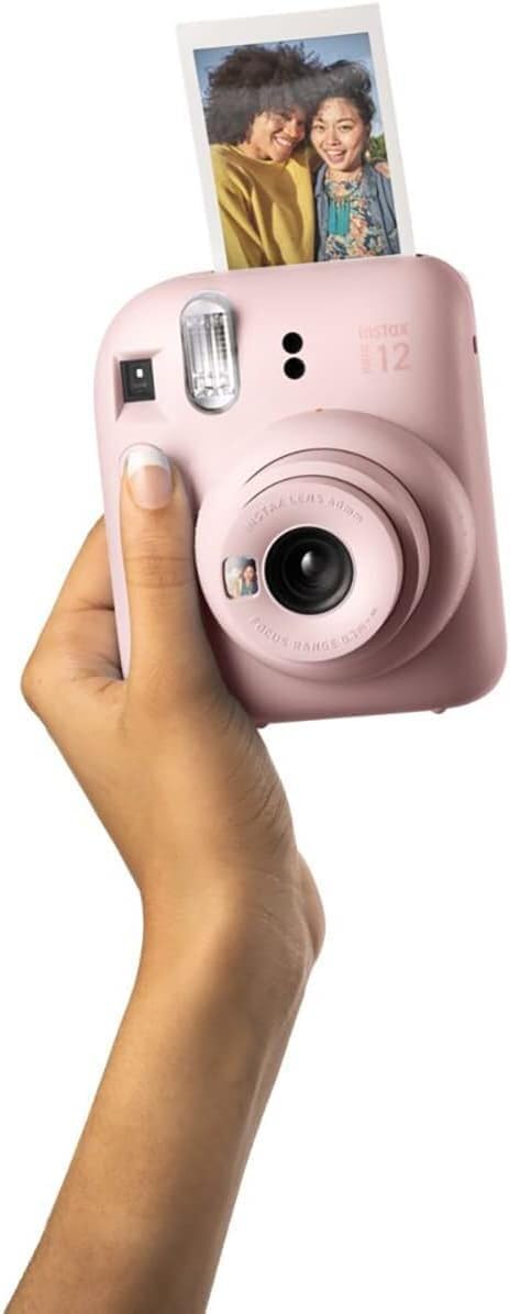 Fujifilm Instax Mini 12 Camera with Fujifilm Instant Mini Films Bundle with + Sunshine Photo Microfiber Cleaning Cloth (Blossom Pink + 80 Sheets/CC1)