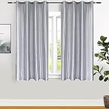 WUBODTI Silver Shiny Curtains Blackout Metallic Window Curtain 63 Inch Length 2 Panels, Modern Small
