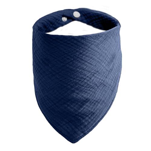 ICEMOOD Haustier-Bandanas für kleine oder mittelgroße Hunde – Einfarbiges Hundehalstuch mit verstellbarem Knopf,Marineblau,L