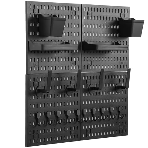 Panneau perforé avec 4 plateaux, solution rangement peu encombrante pour mur - 3