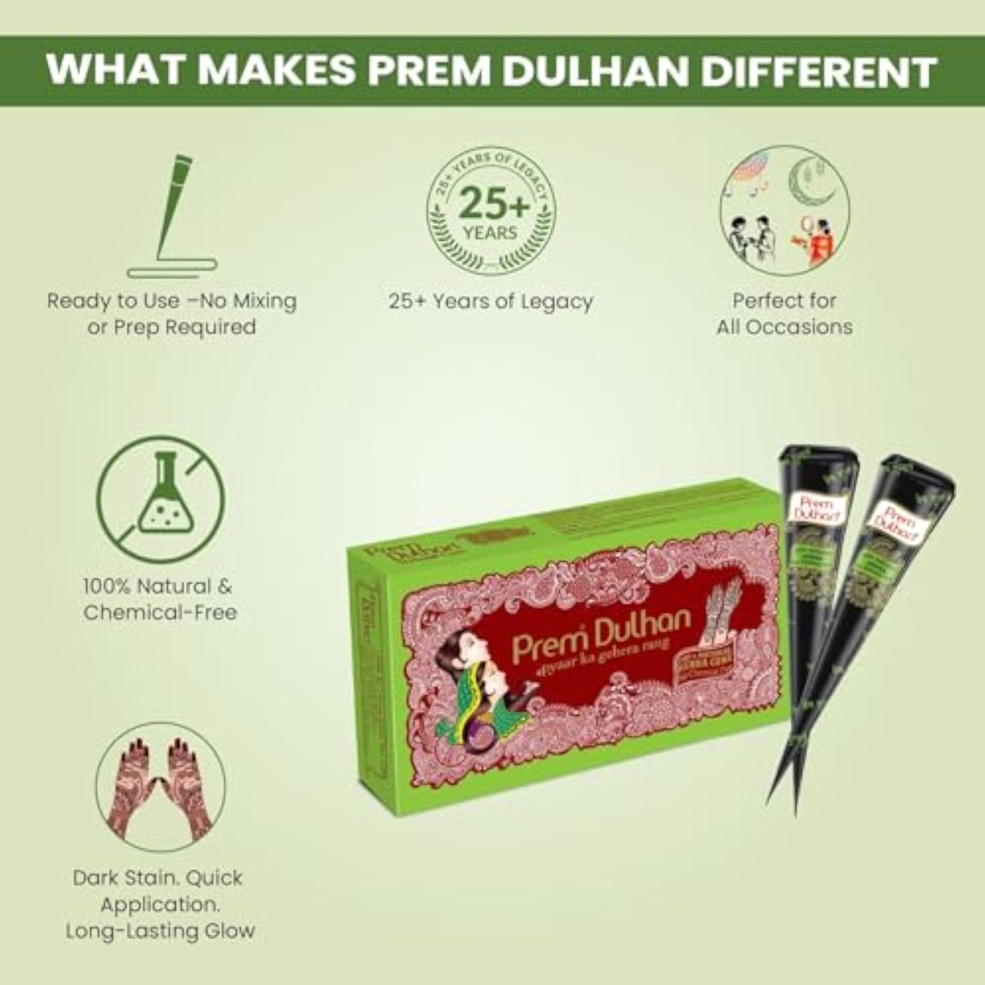 Natural Mehendi Pack of 2 Boxes, Organic Henna Cones, Gift for Celebrations
