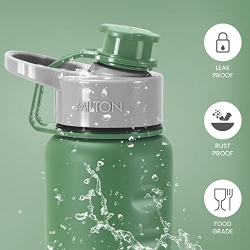 Image of MILTON Gripper 1000 Stainless Steel Water Bottle, 900 ml, Green | Leak Proof | Easy Grip | Light Weight | Easy to Carry