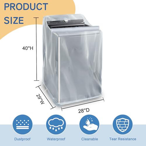 IndigoTempest9 Washer and Dryer Covers - Washing Machine Cover for Top Load and Front Load - Waterproof and Dustproof with Smooth Zipper (Frosted-29 x 28 x 40 Inches) by IndigoTempest9 - Image 2