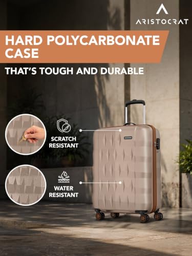Image of Aristocrat Comet Cabin Polycarbonate Case 8-Wheel Trolley Bag, Champagne