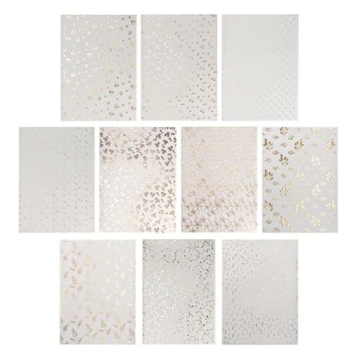 Ideen mit Herz Transparentpapier mit Goldfolienverledelung | DIN A4 | für Laternen, Grußkarten, 3D-Motive | 130 g/m² | 10 Designs | weiß | 20 Bogen (Sortierung 2)