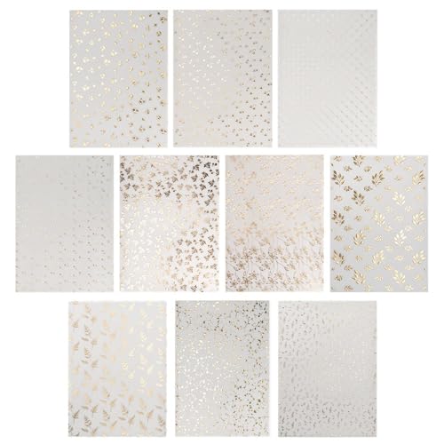 Ideen mit Herz Transparentpapier mit Goldfolienverledelung | DIN A4 | für Laternen Grußkarten 3D-Motive | 130 g/m | 10 Designs | weiß | 20 Bogen (Sortierung 2)