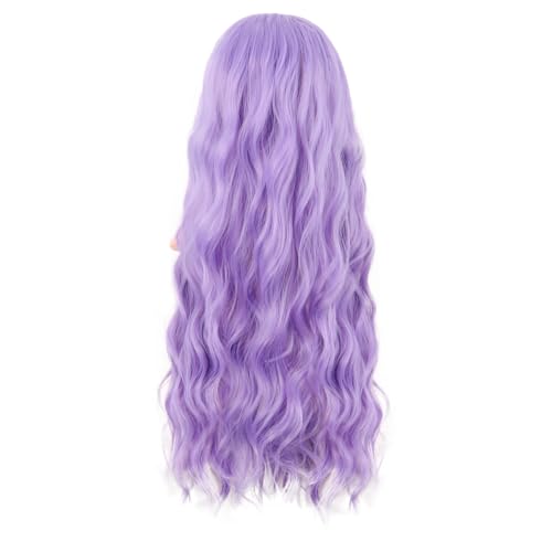 Image of MapofBeauty 28 Inch /70 cm Long Wavy Middle Part with No Bangs Synthetic Fiber Curly Fashion Women Party Cosplay Wig (Light Purple)