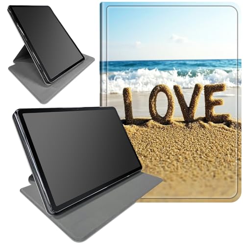 Schutzhülle für Kindle Fire HD 8 & Fire HD 8 Plus Tablet (12. / 10. Generation 2024/2022/2020) Word Love On The Beach Thema, 360 Grad drehbarer Ständer, Smart-Schutzhülle für Fire HD 8 2022 Tablet