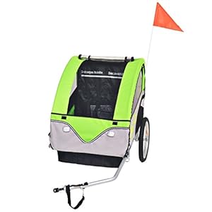 Xingshuoonline Kinderfietsaanhanger Grijs en Groen 30 kg met trekstang