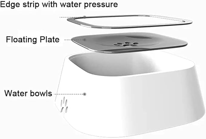GETZET Slow Water Feeder Vehicle Carried Splash Free for Dogs and Cats Pets, Floating Disk Bowl No-Spill 1.5 liters Storage Bowl Travel Water Dispenser for Dogs (White). 2