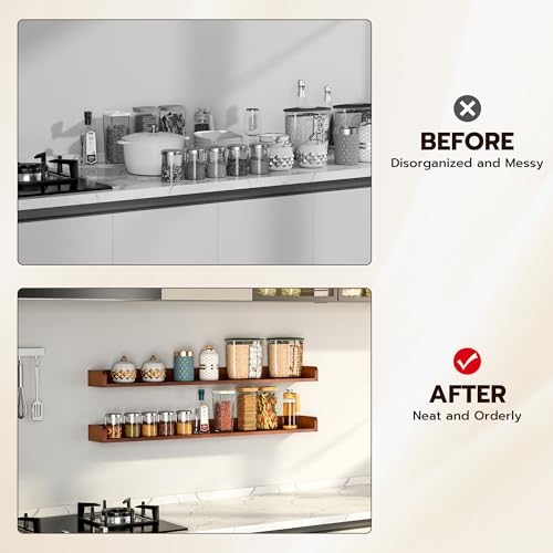 Fun Memories Stove Top Shelf, 30" Magnetic Shelf Over the Stove Spice Rack, Solid Wood Stove Shelf, Wall Mounted Shelf for Home Storage Organization, Heat and Pressure Resistant, 1pcs, Walnut by Fun Memories - Image 4
