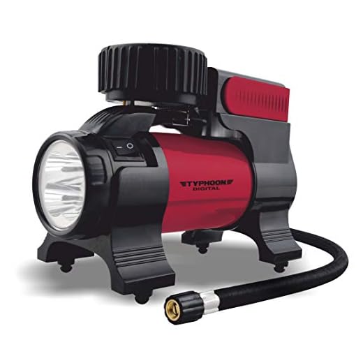 Bergmann Typhoon Digital Portable Heavy-Duty Metal Car Tyre Inflator | 12V DC, 150W, 100% Copper Motor | Superfast Inflation 150 psi | Strong Metal Body | Digital Preset & Auto Cut-Off | Wine Red