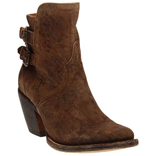 Lucchese Bootmaker Women's Catalina-Brown Floral Printed Shortie Ankle Bootie2