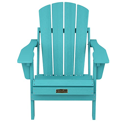 Serwall 5-Piece Adirondack Chair And Ottoman And Table Set, Weather Resistant Adjustable Backrest Adirondack Chair With Ottoman And Side Table, Adirondack Chair For Backyard, Garden, Deck, Cyan Blue #TOP6