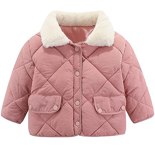 JELEUON Little Girls Boys Fur Trim Winter Warm Button Pocket Down Jacket Coat Windproof Puffer Outerwear 90