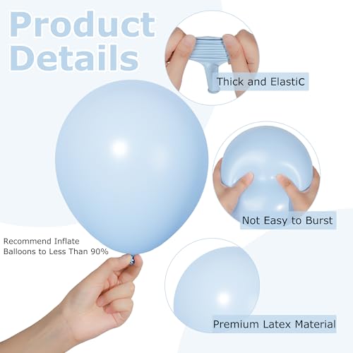 Image of Ouddy Party 129Pcs Light Blue Balloons Arch Garland Kit 18 12 10 5 Inch | Different Sizes 6Pcs 18 inch Pastel Baby Blue Latex Balloons for Birthday Bridal Baby Shower Party Decorations