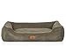 Knuffelwuff Hundebett aus Cord mit handgewebtem Charakter Olivia XXL, 120 x 85 cm, Khaki, Abnehmbarer Bezug, waschbar, für große, mittlere und kleine Hunde