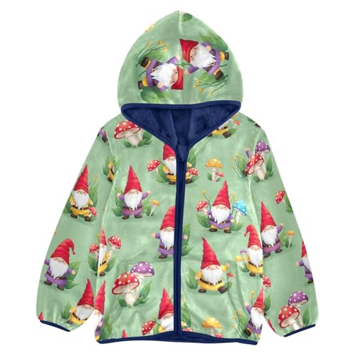 Cute Gnomes Green Boys Zip up Hoodie, Comfy Light Sweatshirt Jacket 3T