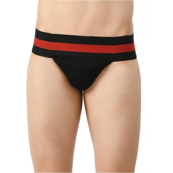 kustar Air Slide Men’s Sports Underwear Supporter for Gym Workout, Cricket, Running - Stretchable Moisture Wicking Cotton Jockstrap, Quick Dry Black & Red, Supporter for Men, Gym Underwear, Small-picture-35