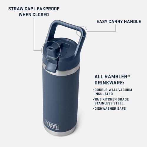 Image of YETI Rambler 18 oz Bottle, Vacuum Insulated, Stainless Steel with Straw Cap, Papaya