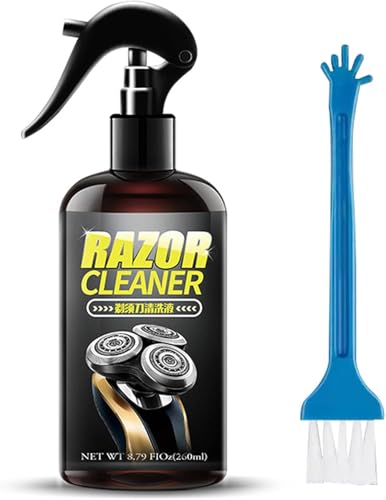 Mremolix Universal Efficient Electric Razor Cleaner Spray, 9.15oz Electric Shaver Cleaning Solution, Blade Cleaner with Brush - Cleans Blades, Eliminates Cut Hair, Lubricating and Rust Prevention