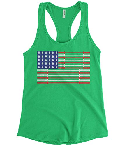 Women's American Flag Racerback Tank Top Kelly Green M