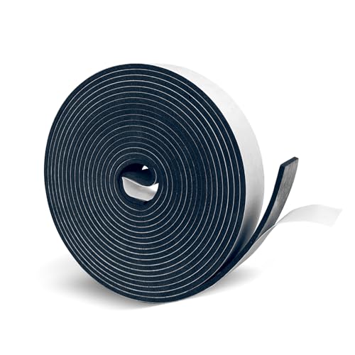 1 inch Wide x 1/4 inch Thick Black Foam Weather Stripping,Closed Cell Foam Insulation Tape with Self-Adhesive,Single Sided Weatherstrip for AC Window, Door Seal,High Density Weather Strip 16.5 Feet