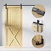 TSMST 200cm Schiebetürsystem Komplett-Set für Schiebetüren mit Bodenführung Schwarz Schienen-Kit Passend für eine einzelne Holztür, J-Form #4