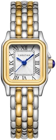 CHEETAH Small Ladies Watches for Women Analogue Quartz Womens Watch with Vintage Bracelet, Rectangular Case Roman Dial Digital Waterproof Wrist Watch for Women Girls