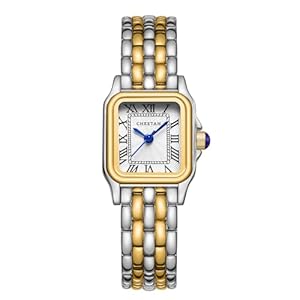 CHEETAH Damen Analoge Quarz Armbanduhr Silber Gold