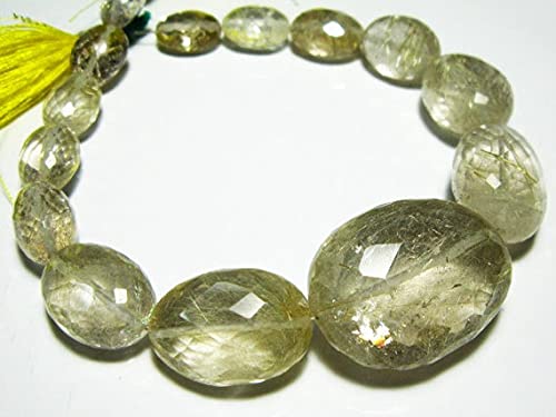 Quartz rutile doré AA briolette ovale de 218 carats pour haute joaillerie