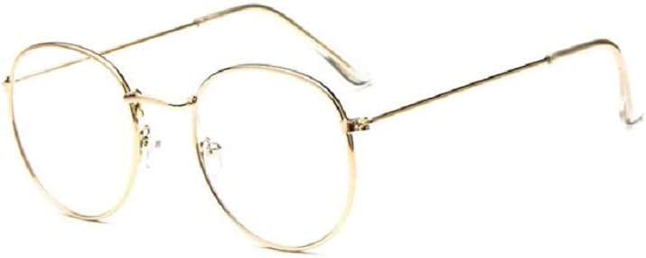 TECH-LINE-DIRECT Woman Glasses Optical Frames Retro Metal Round Gold Frame Clear Lense