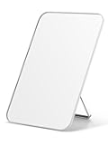 OMIRO Desk Makeup Mirror, 8 x 5 inches Table Mirror with Foldable Stand and Hanging Hole for Shaving and Travelling, White